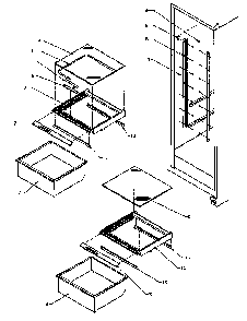 Ref Shelving And Drawers Diagram and Parts List for SSD25N5L-P1178903WL  Amana Refrigerator