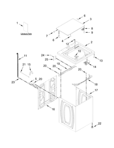 Top And Cabinet Parts Diagram and Parts List for NTW4516FW0  Amana Washer
