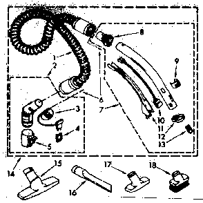 Hose And Attachment Parts Diagram and Parts List for 1162432680  Kenmore Canister Vacuum