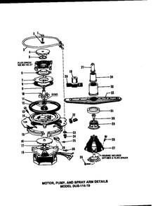 Motor, Pump, And Spray Arm Details 2 Diagram and Parts List for DUS-414-19  Maytag Dishwasher
