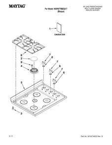 Cooktop Parts Diagram and Parts List for MGR6775BDQ17  Maytag Range