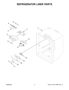 Refrigerator Liner Parts Diagram and Parts List for ABB1924BRW05  Amana Refrigerator