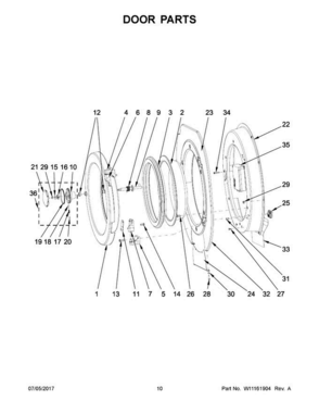 06 - Door Parts Diagram and Parts List for MXR30PDAAS  Maytag Washer