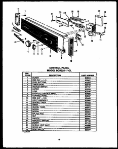 Control Panel (dcr-225-1a-ol) (dcr-225-1l-ol) (dcr-225-1h-ol) (dcr-225-1c-ol) (dcr-225-1w-ol) Diagram and Parts List for DCR-225-1A-OL  Caloric Dishwasher