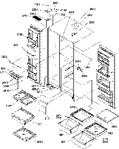 Refrigerator/freezer Shelves, Lights, And Hinges Diagram and Parts List for SBDT520SW-P1185103WW  Amana Refrigerator