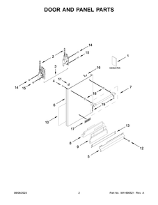 Door And Panel Parts Diagram and Parts List for MDB9979SKZ2  Maytag Dishwasher