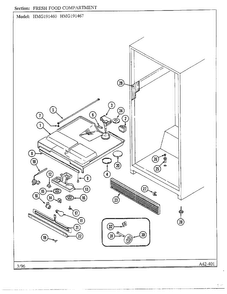 Fresh Food Compartment Diagram and Parts List for HMG-191460  Admiral Refrigerator