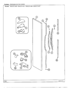 Freezer Inner Door Diagram and Parts List for HMG531680  Admiral Refrigerator