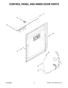 Control Panel And Inner Door Parts Diagram and Parts List for JDAF5924RM0  Jenn-Air Dishwasher