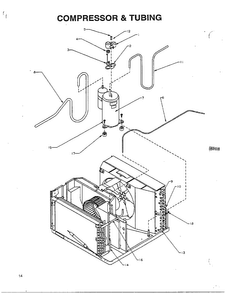 Compressor And Tubing Diagram and Parts List for P1200801R  Amana Air Conditioner