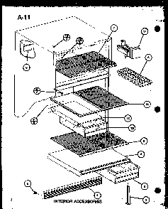 Interior Accessories Diagram and Parts List for TM16G-P75535-7W  Amana Refrigerator