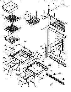 Cabinet Shelving Diagram and Parts List for TR21S4E-1196104WE  Amana Refrigerator