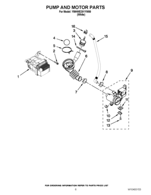05 - PUMP AND MOTOR PARTS Diagram and Parts List for YMHWE201YW00  Maytag Washer