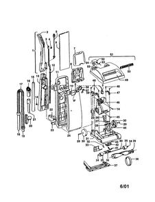Dimension Diagram and Parts List for U5221-930  Hoover Upright Vacuum