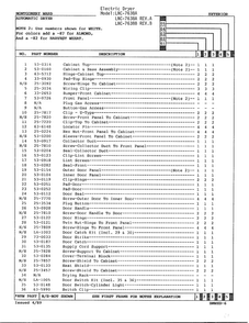 Exterior Page 2 Diagram and Parts List for 7638A  Norge Dryer