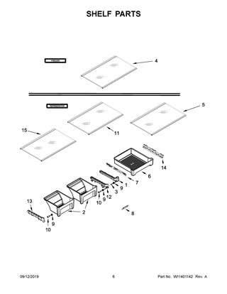 Shelf Parts Diagram and Parts List for MRT118FFFE04  Maytag Refrigerator