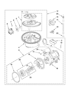 Pump And Motor Parts Diagram and Parts List for ADB1400AWD1  Amana Dishwasher