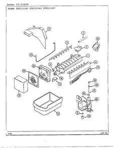 Ice Maker Diagram and Parts List for HMG191660  Admiral Refrigerator