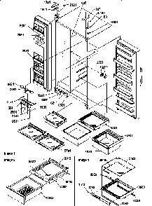 Refrigeratorfreezer Shelves, Lights, & Hinges Diagram and Parts List for SSD21SL-P1193908WL  Amana Refrigerator