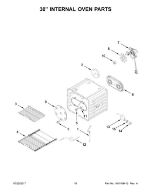 10 - 30" Internal Oven Parts Diagram and Parts List for JLRP548WP01  Jenn-Air Range