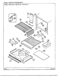 Freezer Compartment Diagram and Parts List for HMG-231667  Admiral Refrigerator