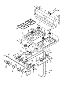 Maintop And Backguard Diagram and Parts List for ARG3601W-P1143357NW  Amana Range