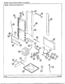 Unit Compartment And System Diagram and Parts List for 621260  Admiral Refrigerator