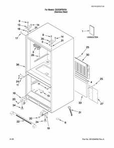 Cabinet Parts Diagram and Parts List for G32026PEKS4  Maytag Refrigerator