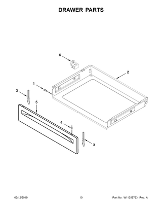 Drawer Parts Diagram and Parts List for YACR4503SFW3  Maytag Range