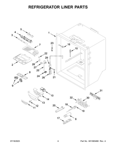 Refrigerator Liner Parts Diagram and Parts List for MRFF5036PZ00  Maytag Refrigerator
