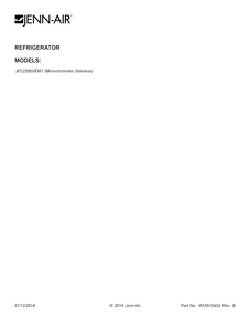 Cover Sheet Diagram and Parts List for JFC2290VEM7  Jenn-Air Refrigerator
