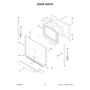 Door Parts Diagram and Parts List for CRGW3484RW0  Crosley Range