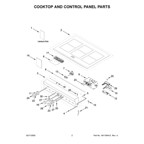 Cooktop And Control Panel Parts Diagram and Parts List for JPIFC736RL00  Jenn-Air Range