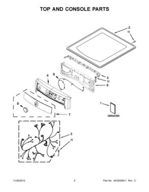 02 - TOP AND CONSOLE PARTS Diagram and Parts List for YMED6000AG0  Maytag Dryer