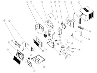 Cabinet Parts Diagram and Parts List for AAW-24DR3FHU  Admiral Air Conditioner
