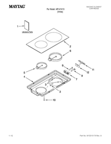 Glass Cartridge Diagram and Parts List for AR141W13  Maytag Range