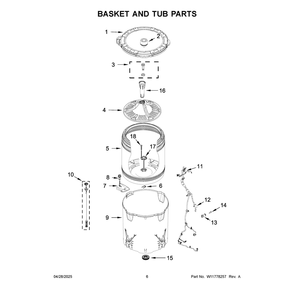 Basket And Tub Parts Diagram and Parts List for MTW4205SW0  Maytag Washer