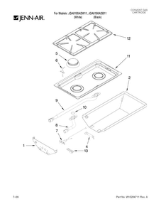 Conventional Cartridge Diagram and Parts List for JGA8100ADW11  Jenn-Air Range