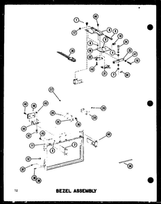 Bezel Assembly Diagram and Parts List for RC-14S P73824-2M Amana Microwave