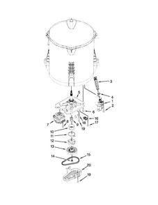 Gearcase, Motor And Pump Parts Diagram and Parts List for 7MMVWX722BG0  Maytag Washer