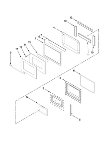 Oven Door Parts Diagram and Parts List for JMW8330DAW16  Jenn-Air Microwave Oven Combo