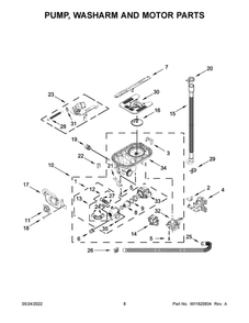 Pump, Washarm And Motor Parts Diagram and Parts List for MDB7959SKZ1  Maytag Dishwasher