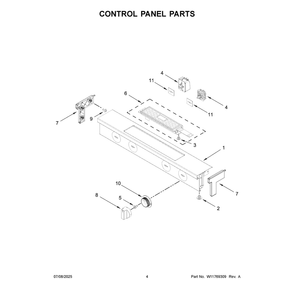 Control Panel Parts Diagram and Parts List for MSES7030SZ0  Maytag Range