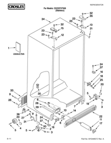 Cabinet Parts Diagram and Parts List for CS22CFXTS05  Crosley Refrigerator