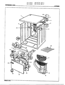 Gas Dryer/ Exterior Diagram and Parts List for 8215A REV F Norge Dryer