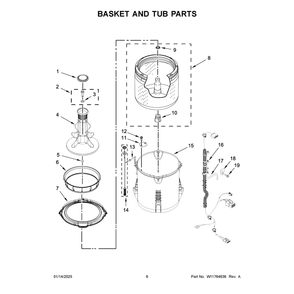 Basket And Tub Parts Diagram and Parts List for MAT24PRAWW0  Maytag Washer