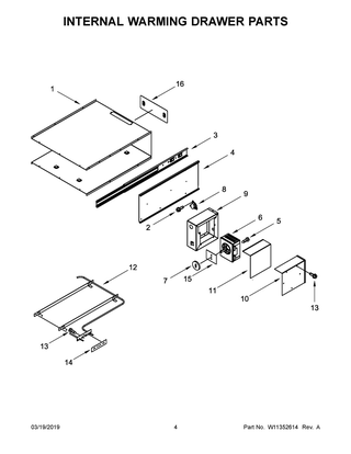 Internal Warming Drawer Parts Diagram and Parts List for JJD3027IL00  Maytag Warming Drawer
