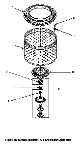 Clothes Guard, Washtub, Lint Filter & Hub Diagram and Parts List for CW9203W P1163405WW Amana Washer
