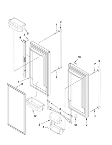 Refrigerator Door Parts Diagram and Parts List for JFC2089WEP9  Jenn-Air Refrigerator