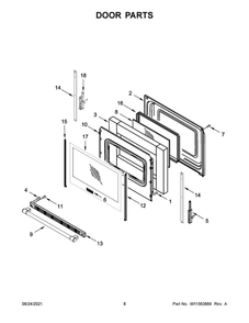 Door Parts Diagram and Parts List for YMER7700LZ0  Maytag Range
